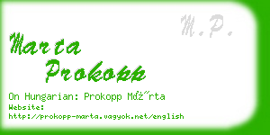 marta prokopp business card